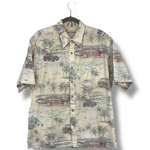 Cooke Street Hawaiian Button Up Aloha Shirt 100% Cotton Made In USA Sz L VTG